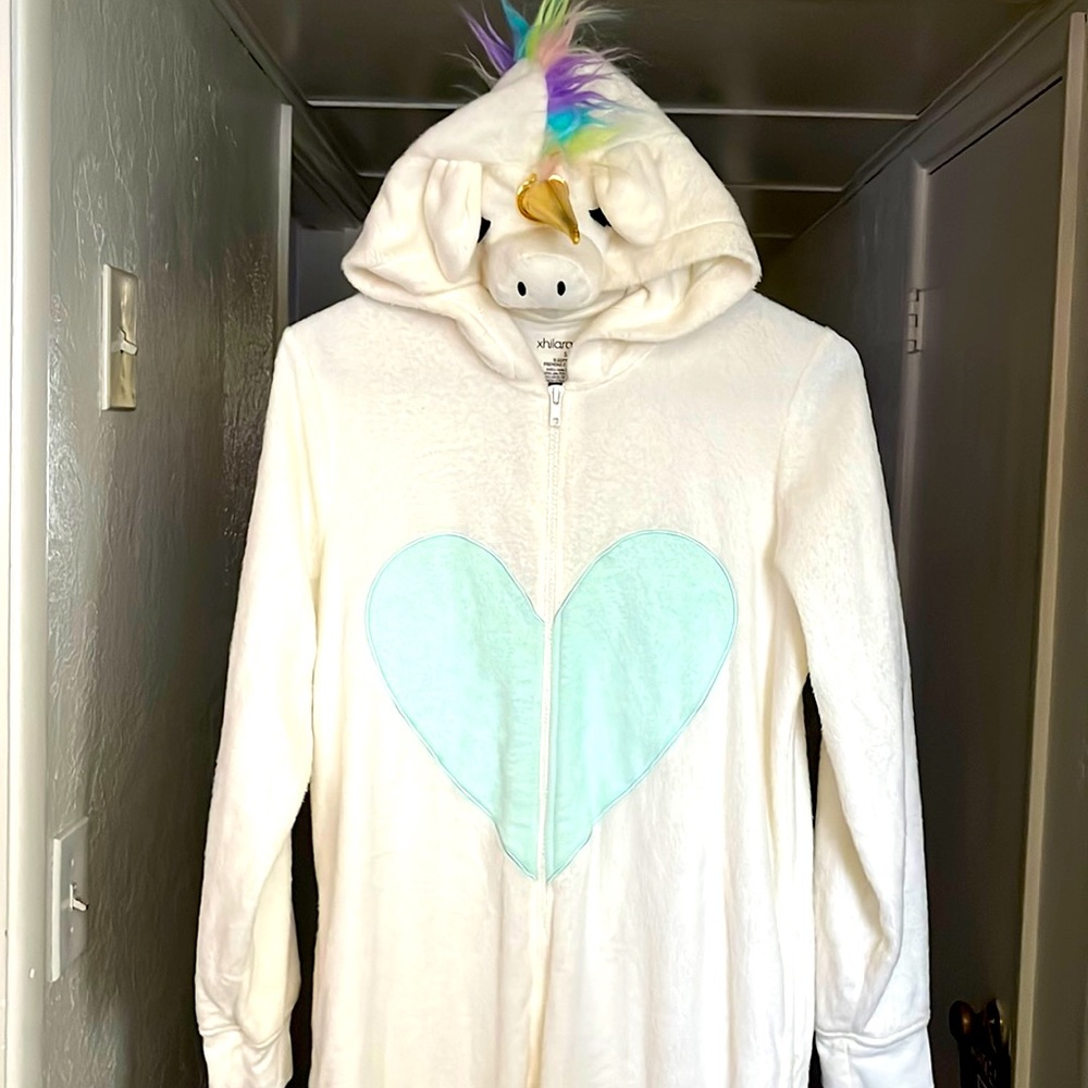Adult Unicorn Onesie with pockets.